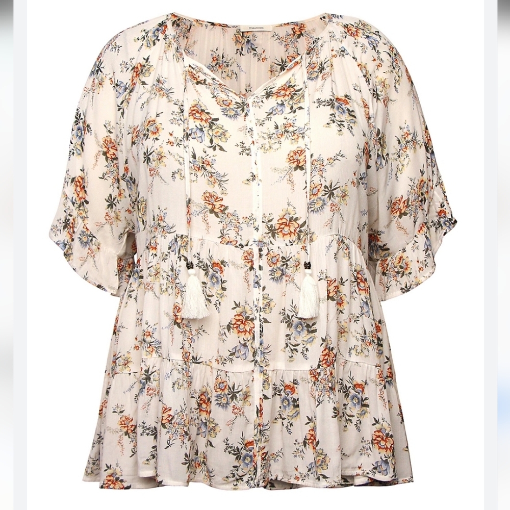 Maurices White Floral Tiered Peasant Top NWT Size: 2X